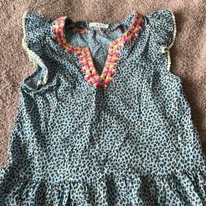 THML XS leopard print top with colorful embroidery